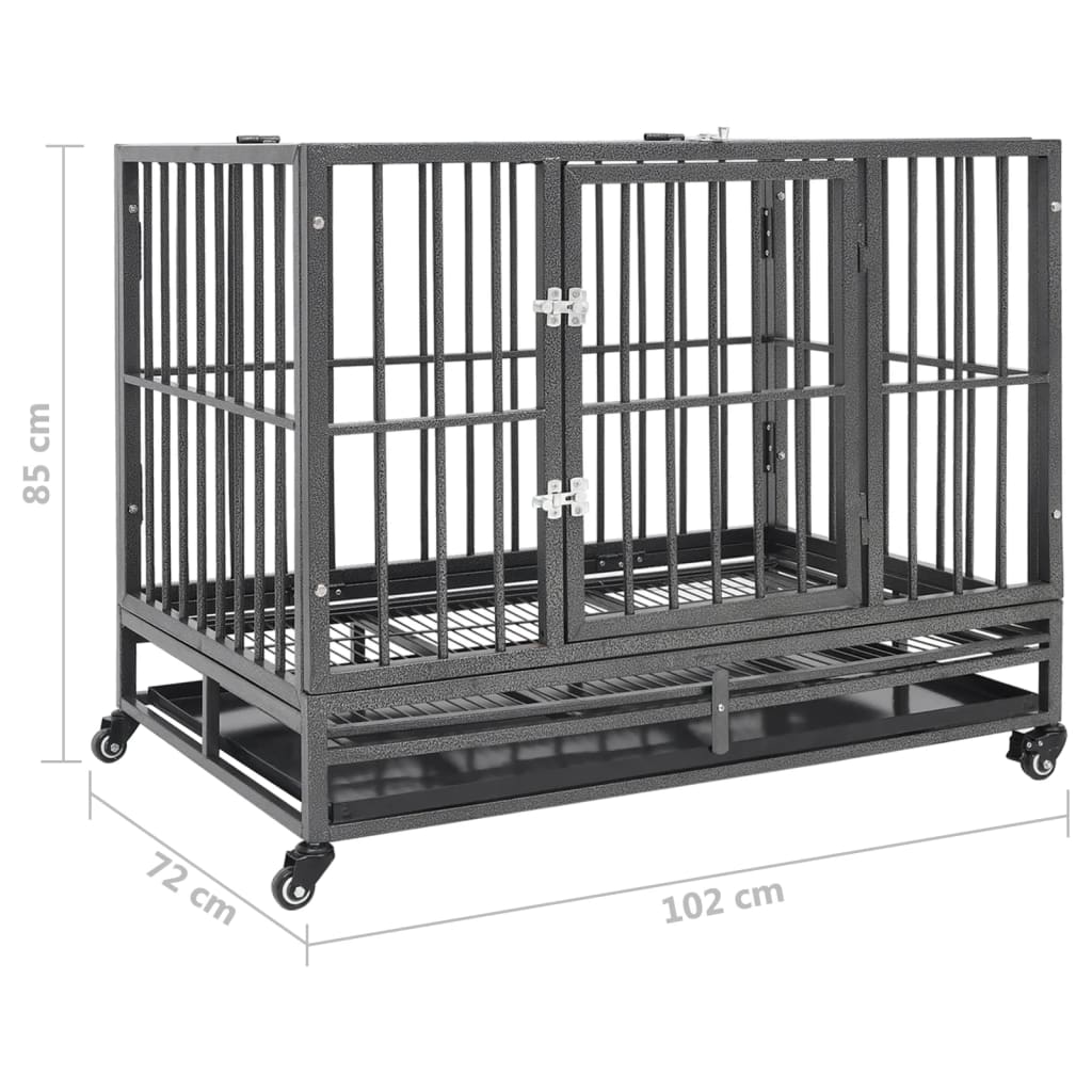 Gabbia per Cani con Ruote in Acciaio 102x72x85 cm | homemem39