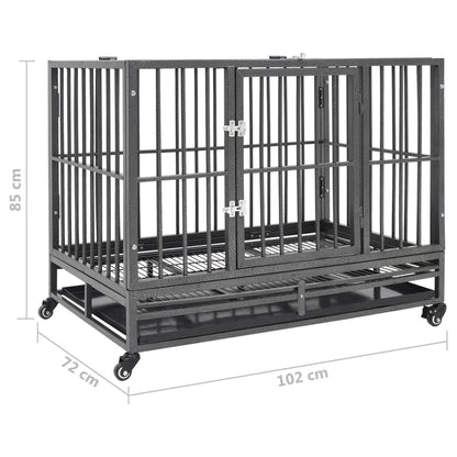 Gabbia per Cani con Ruote in Acciaio 102x72x85 cm | homemem39