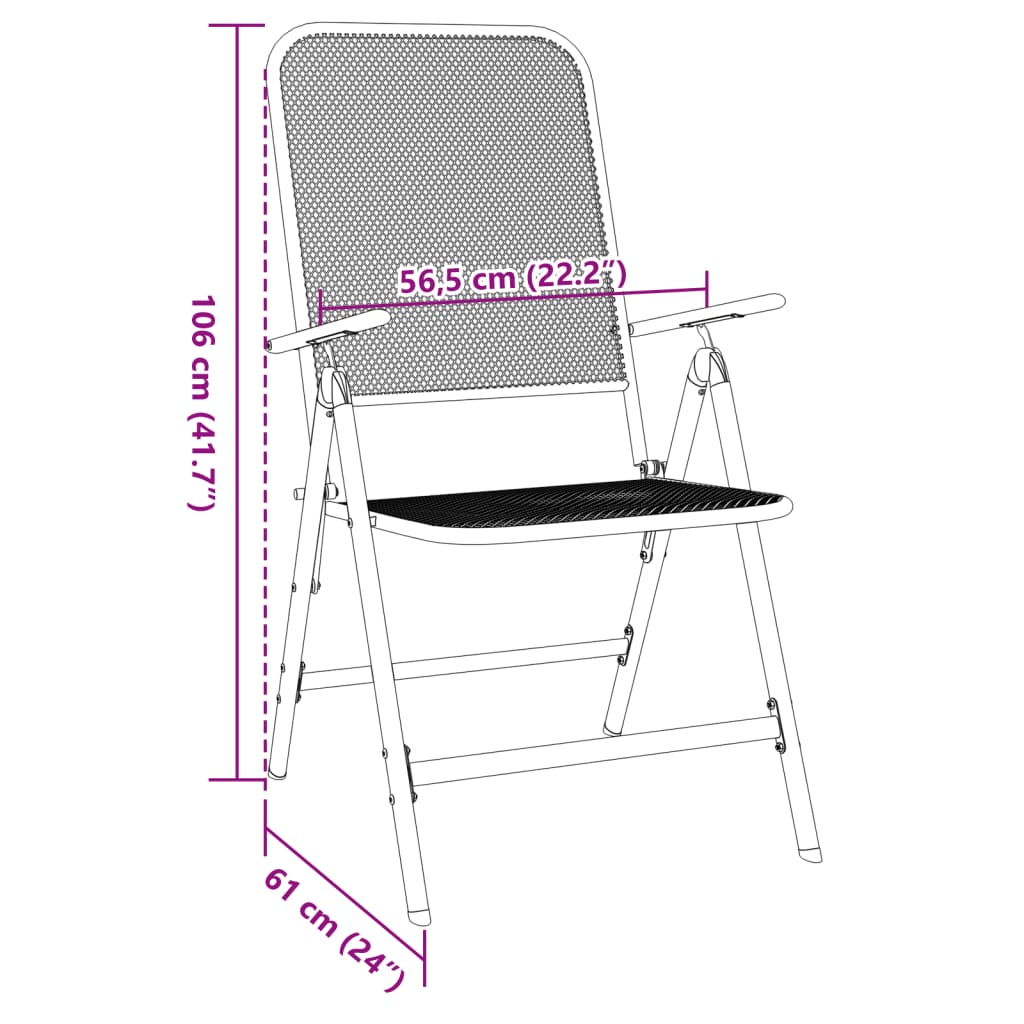 Sedie Giardino Pieghevoli 4 pz Rete Metallica Espansa Antracite - homemem39