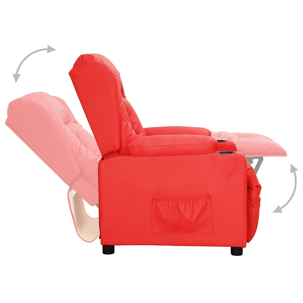 Poltrona Reclinabile Rossa in Similpelle