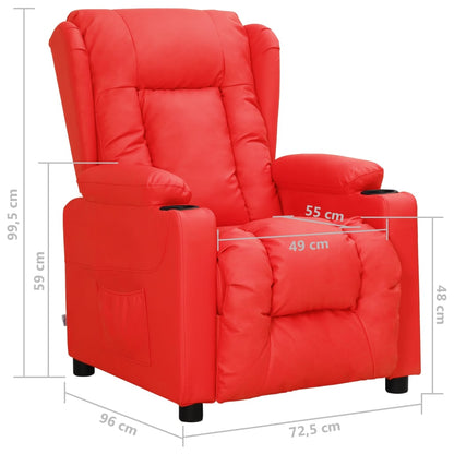 Poltrona Reclinabile Rossa in Similpelle | homemem39