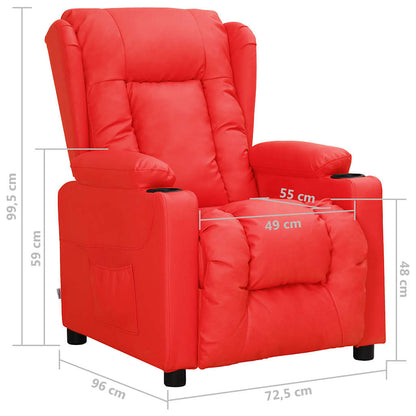 Poltrona Reclinabile Rossa in Similpelle