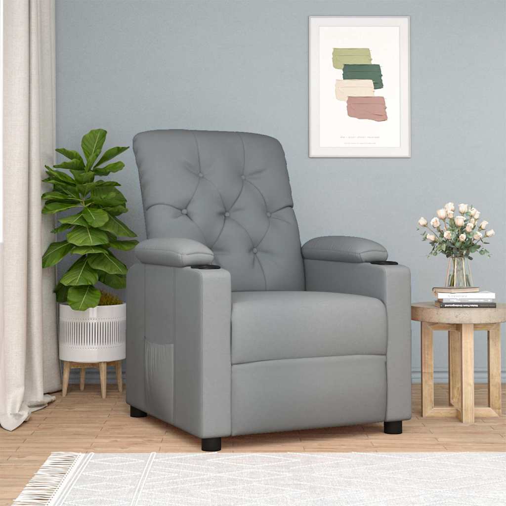 Poltrona Reclinabile in Tessuto Grigio Chiaro
