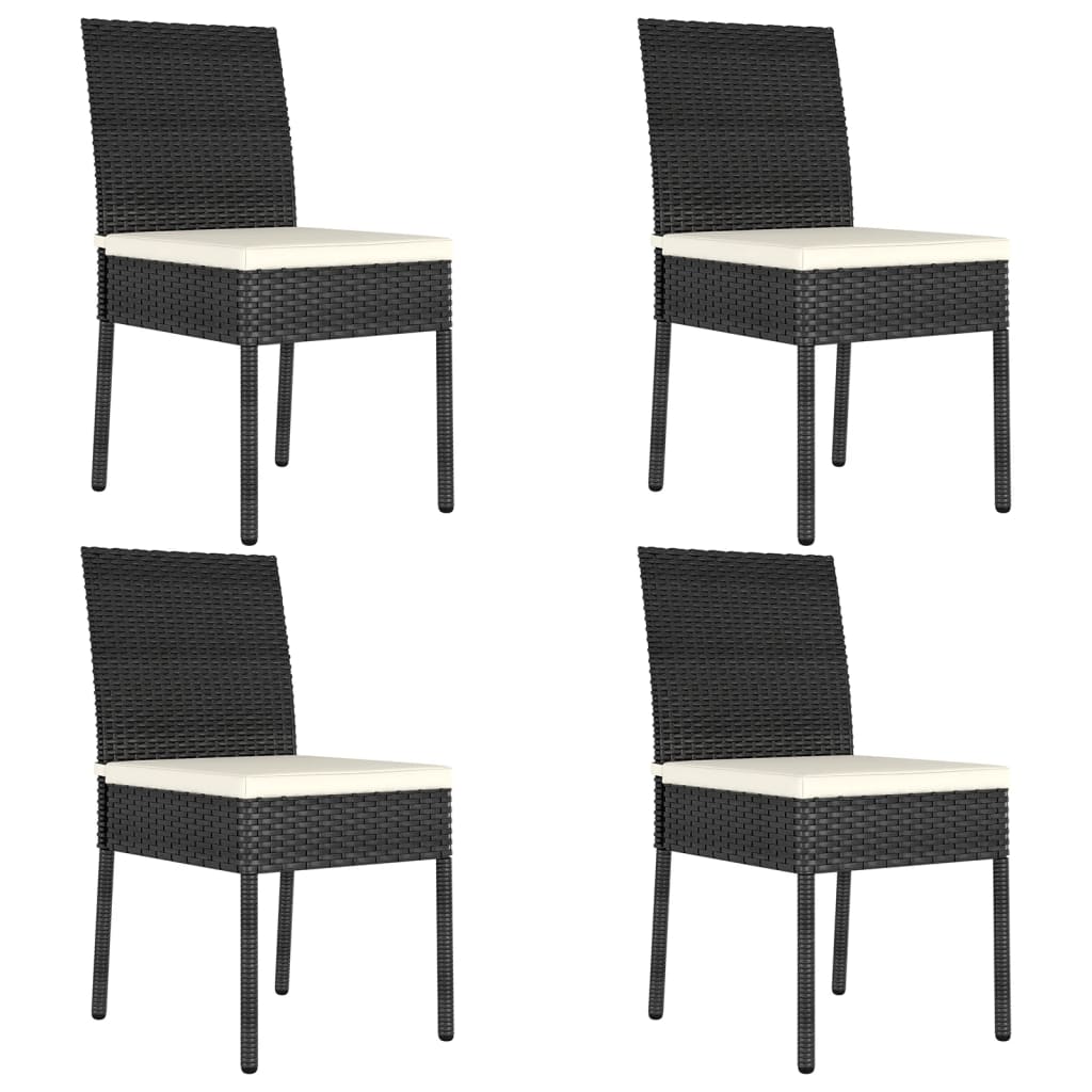 Garden Dining Chairs 4 pcs in Black Polyrattan