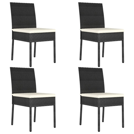 Garden Dining Chairs 4 pcs in Black Polyrattan