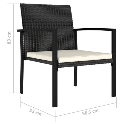 Sedie da Pranzo per Giardino 2 pz in Polyrattan Nero