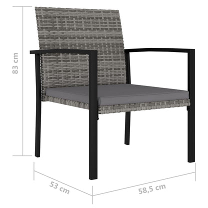 Sedie da Pranzo per Giardino 2 pz in Polyrattan Grigio