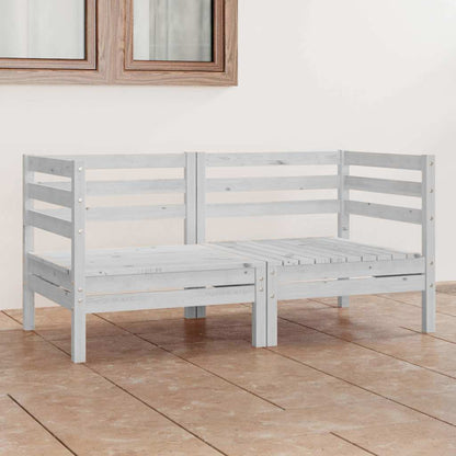 Divano da Giardino a 2 Posti Bianco in Legno Massello di Pino