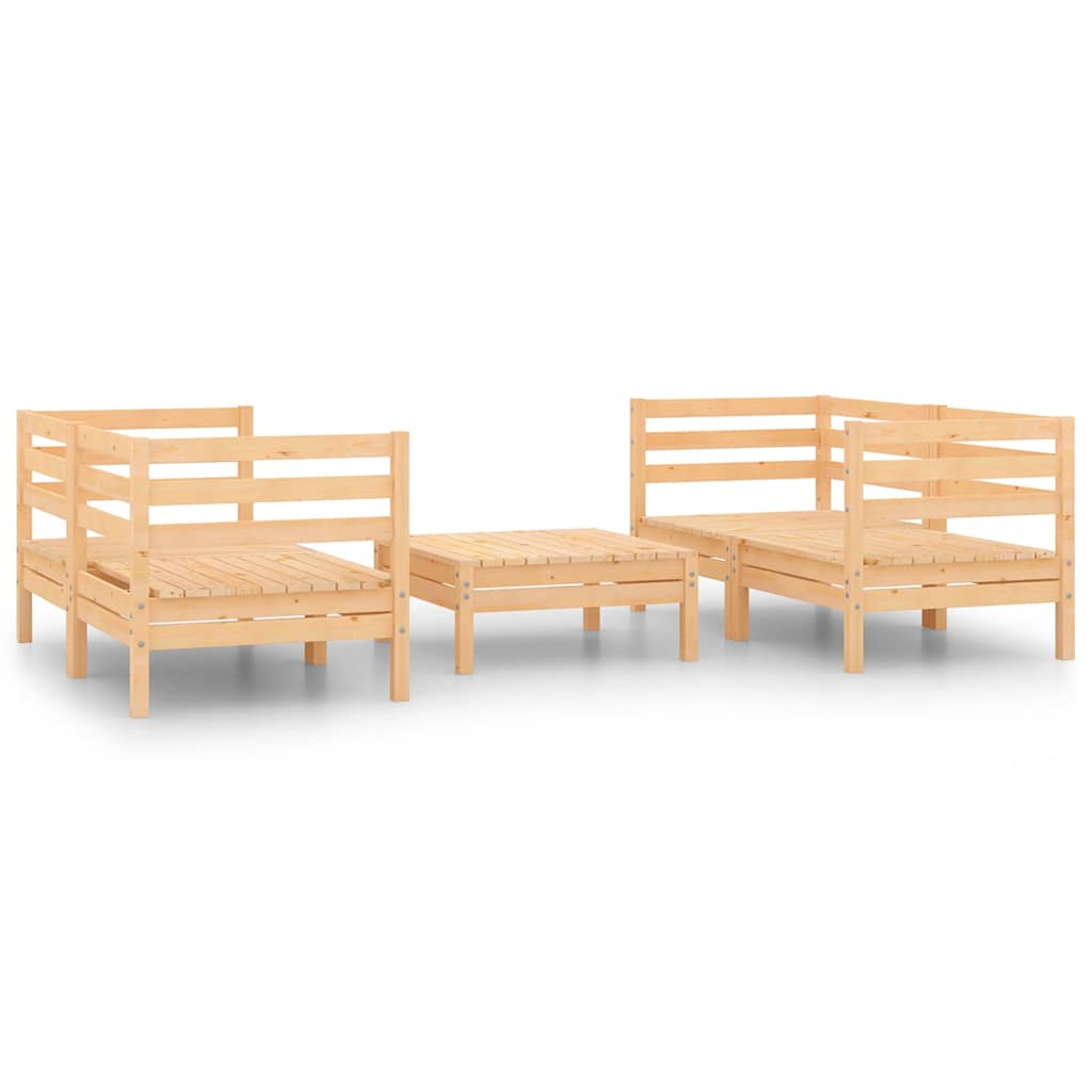 Set Divani da Giardino 5 pz in Legno Massello di Pino