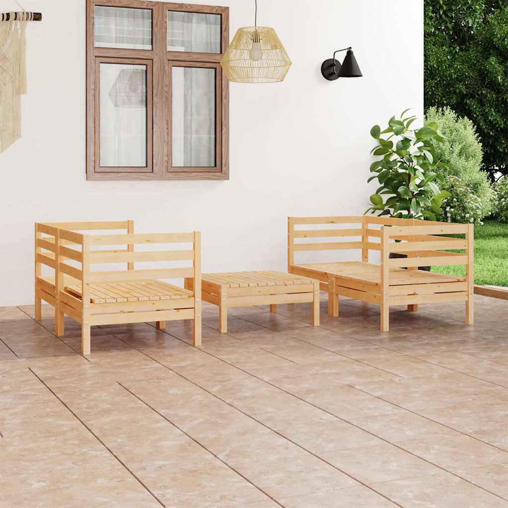 Set Divani da Giardino 5 pz in Legno Massello di Pino