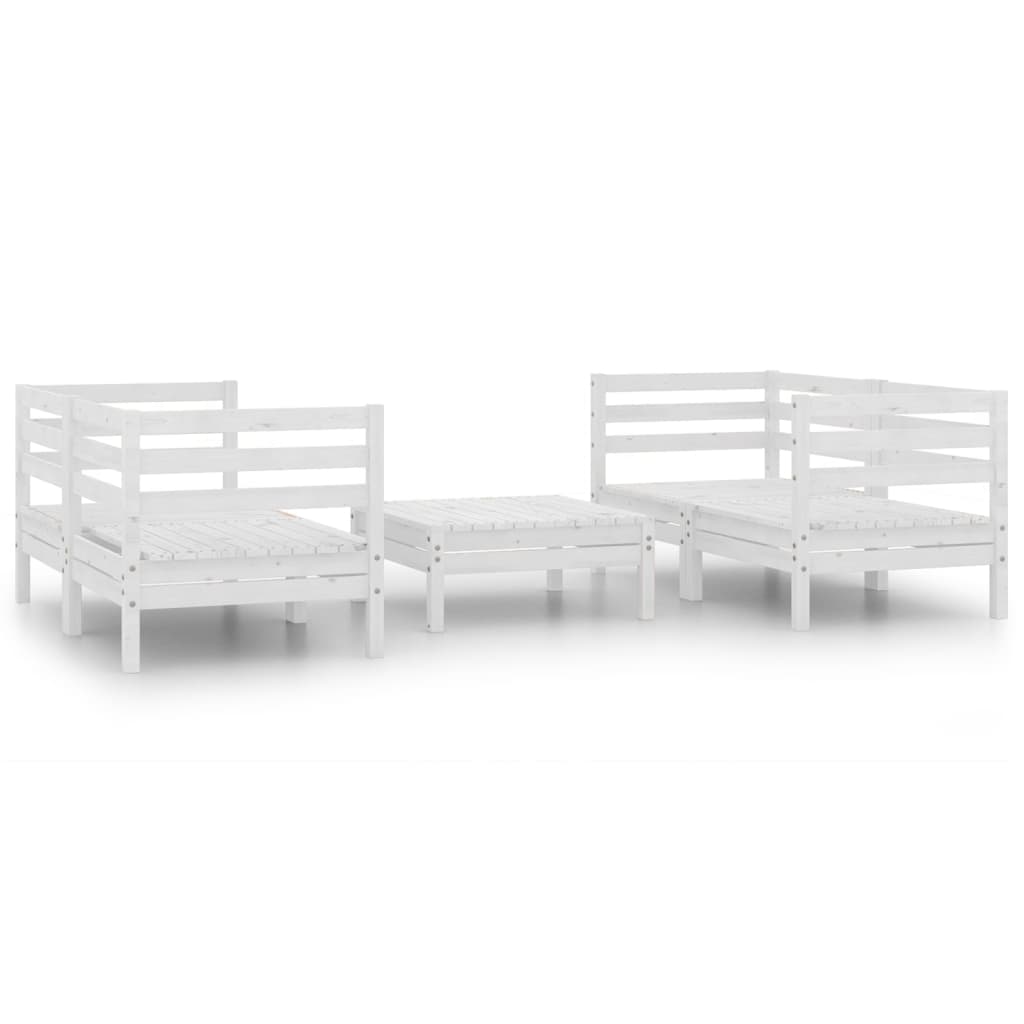 Set Divani da Giardino 5 pz Bianco in Legno Massello di Pino | homemem39