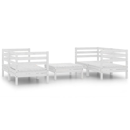 Set Divani da Giardino 5 pz Bianco in Legno Massello di Pino | homemem39