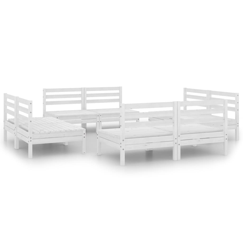Set Divani da Giardino 8 pz Bianco in Legno Massello di Pino - homemem39