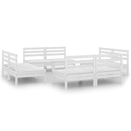 Set Divani da Giardino 8 pz Bianco in Legno Massello di Pino - homemem39
