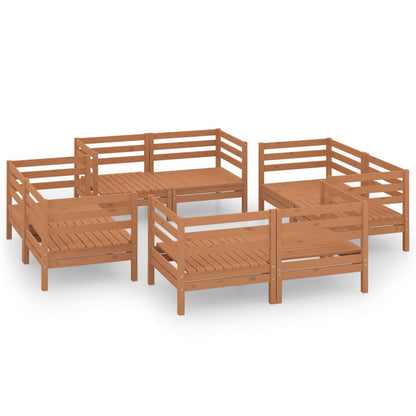 Set Salotto da Giardino 8pz Marrone Ambra Legno Massello Pino