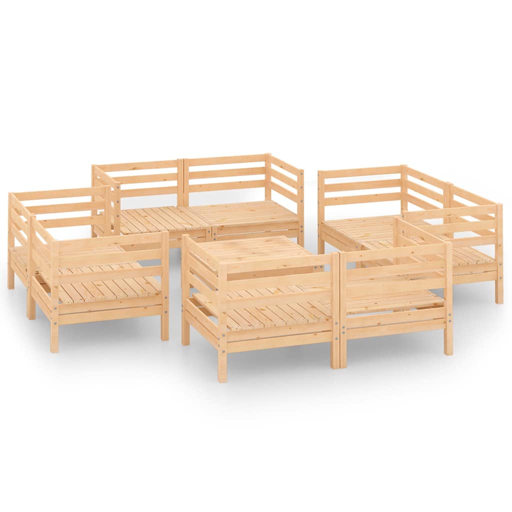 Set Divani da Giardino 9 pz in Legno Massello di Pino | homemem39
