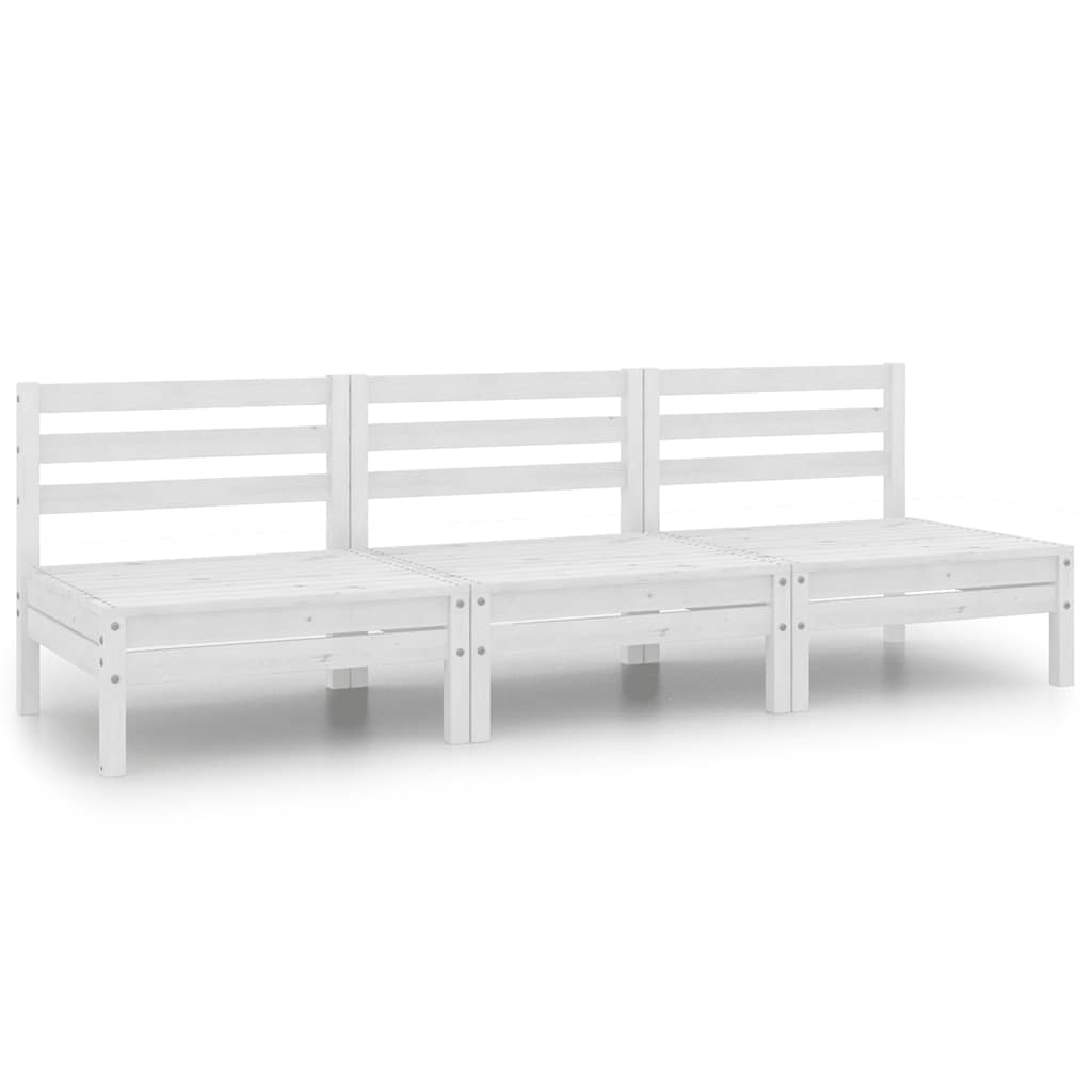 Set Divani da Giardino 3 pz Bianco in Legno Massello di Pino | homemem39