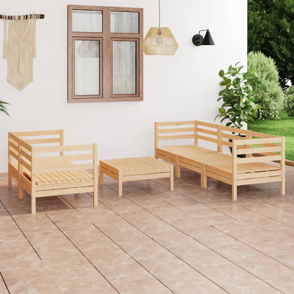 Set Divani da Giardino 6 pz in Legno Massello di Pino | homemem39