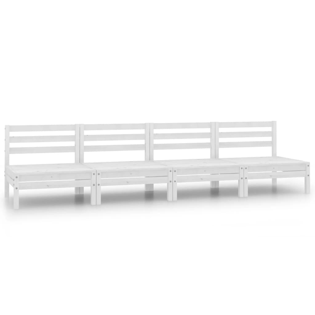 Set Divani da Giardino 4 pz Bianco in Legno Massello di Pino - homemem39