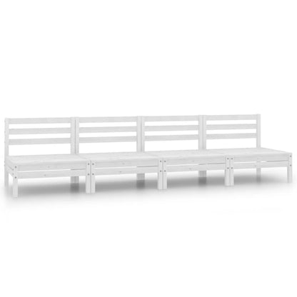 Set Divani da Giardino 4 pz Bianco in Legno Massello di Pino - homemem39
