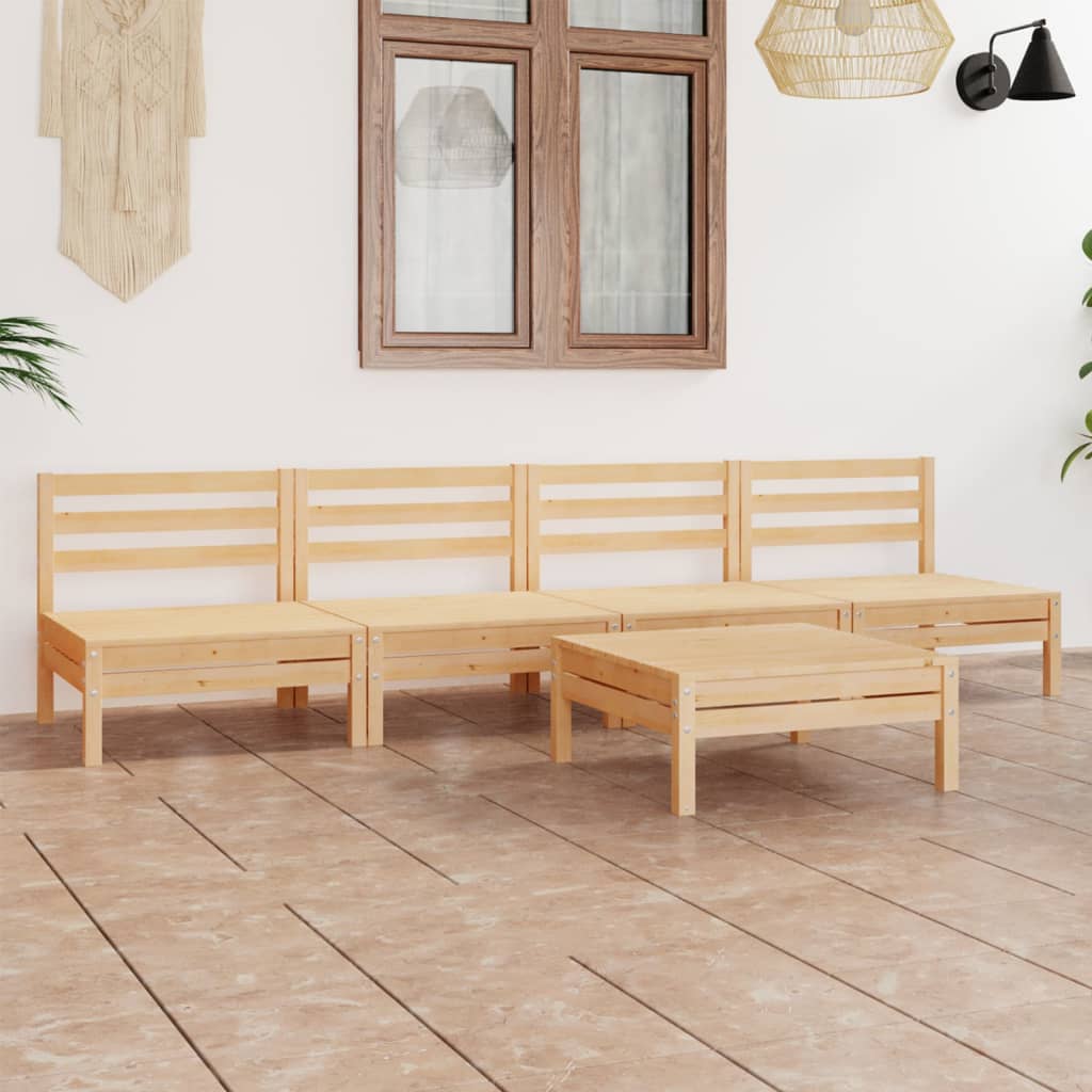 Set Divani da Giardino 5 pz in Legno Massello di Pino | homemem39