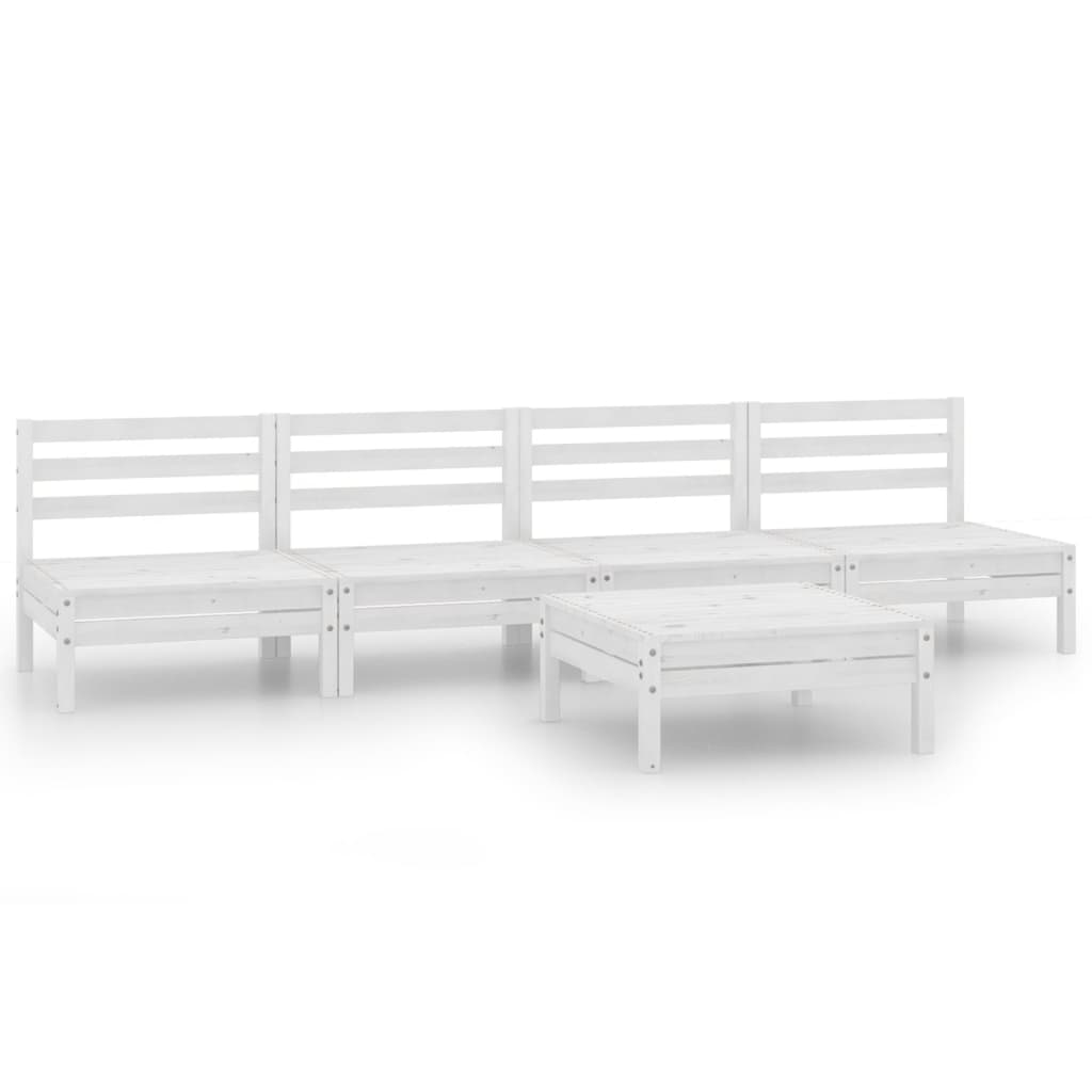 Set Divani da Giardino 5 pz Bianco in Legno Massello di Pino - homemem39