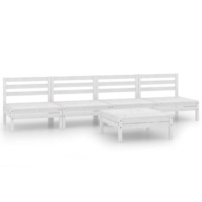 Set Divani da Giardino 5 pz Bianco in Legno Massello di Pino - homemem39