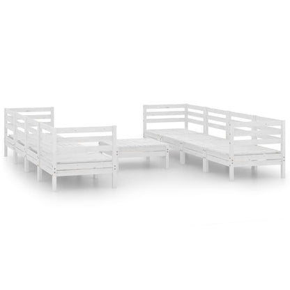 Set Divani da Giardino 9 pz Bianco in Legno Massello di Pino - homemem39
