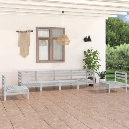 Set Divani da Giardino 6 pz Bianco in Legno Massello di Pino - homemem39