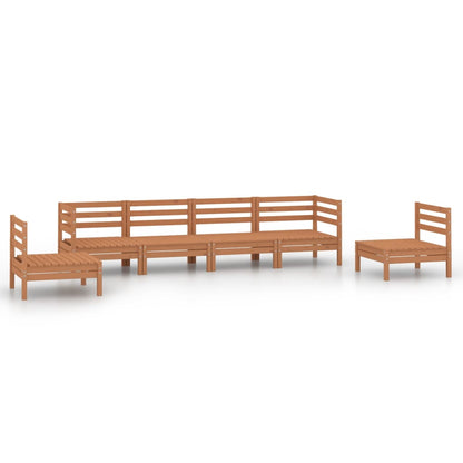 Set Salotto da Giardino 6 pz Marrone Ambra Legno Massello Pino