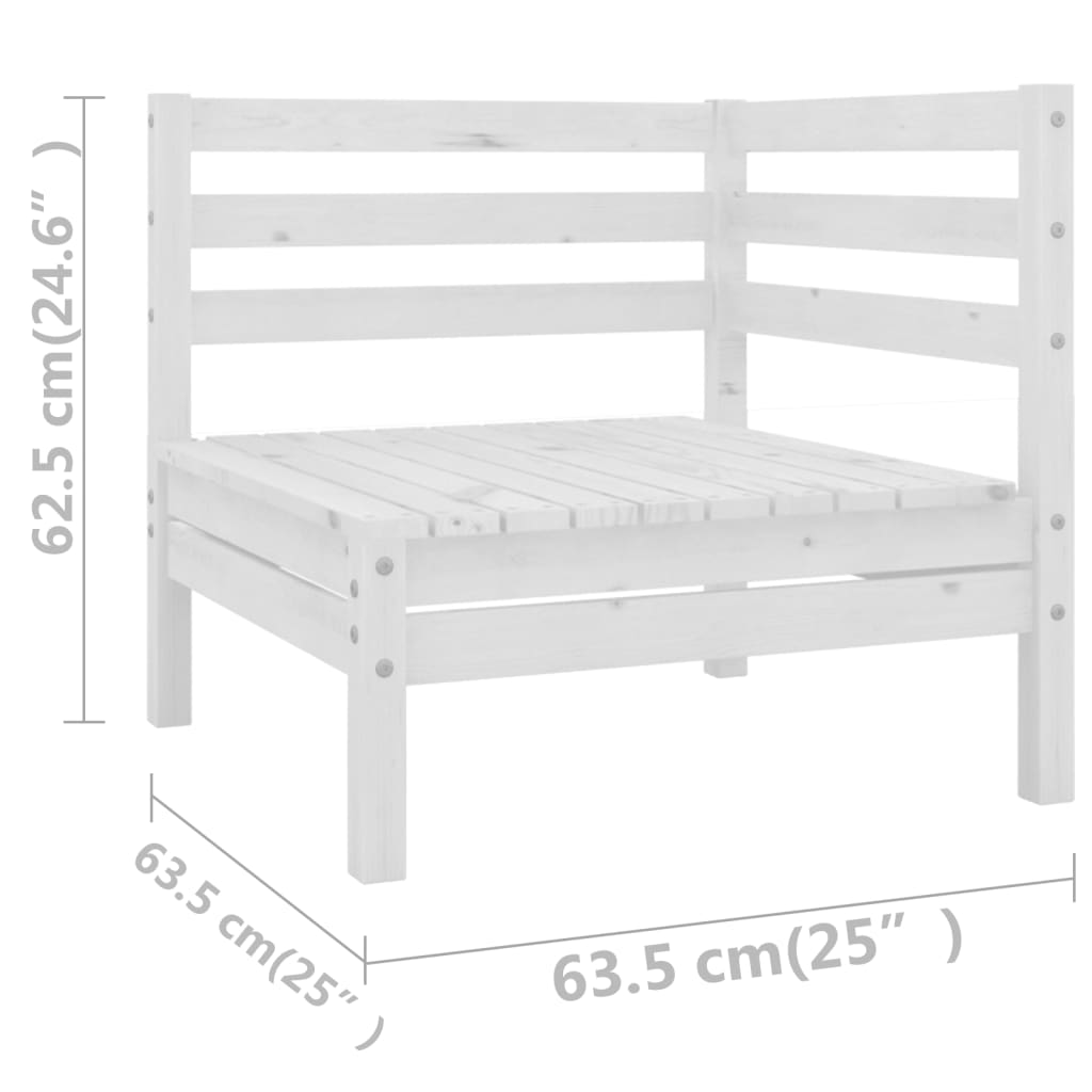 Set Divani da Giardino 6 pz Bianco in Legno Massello di Pino - homemem39