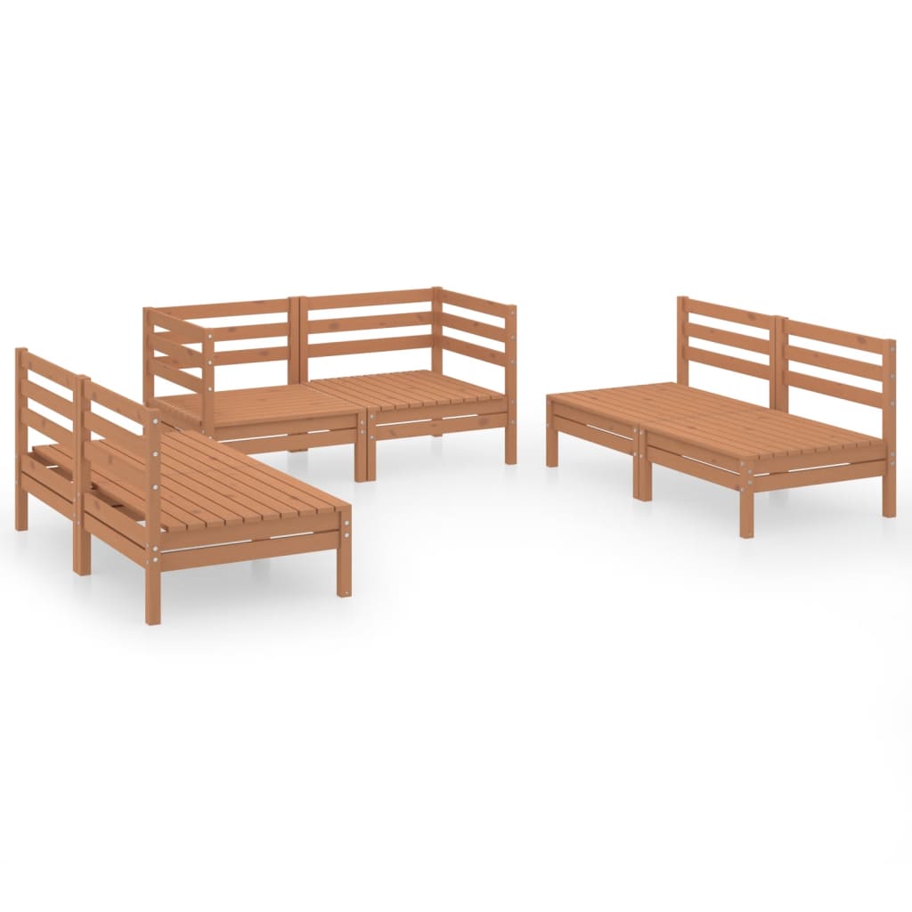 Set Salotto da Giardino 6 pz Marrone Ambra Legno Massello Pino