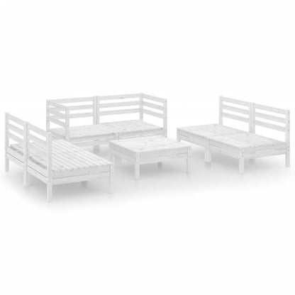 Set Divani da Giardino 7 pz Bianco in Legno Massello di Pino - homemem39