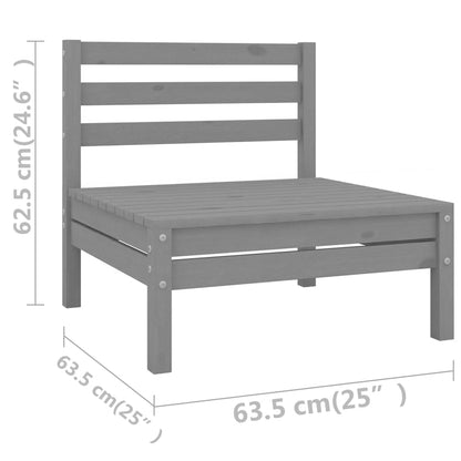 Set Divani da Giardino 7 pz Grigio in Legno Massello di Pino