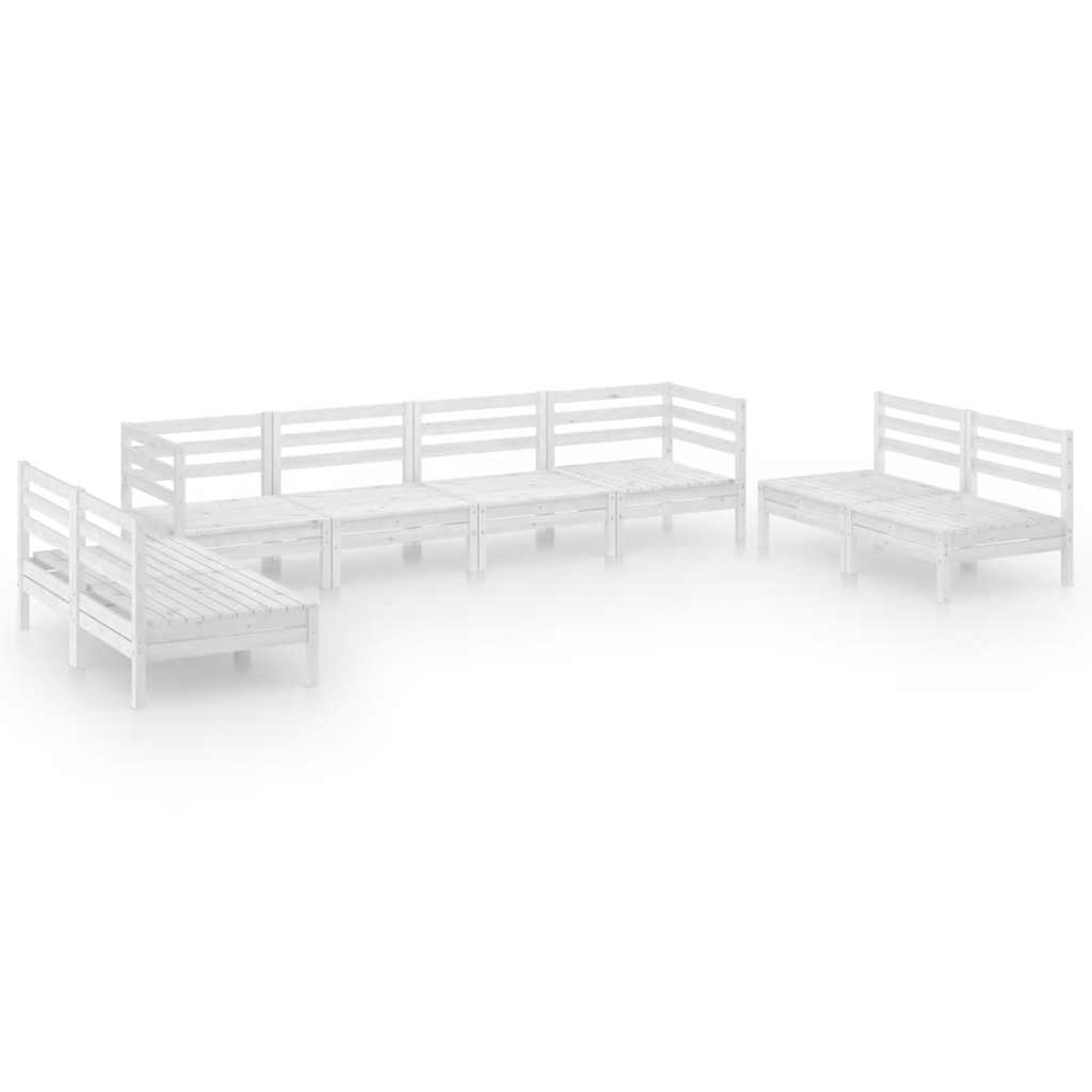 Set Divani da Giardino 8 pz Bianco in Legno Massello di Pino | homemem39