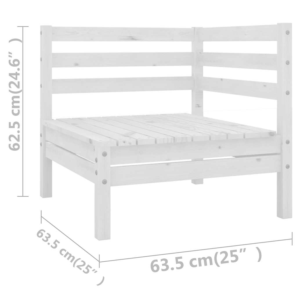 Set Divani da Giardino 8 pz Bianco in Legno Massello di Pino | homemem39