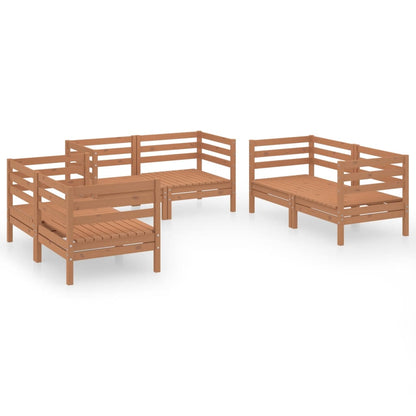 Set Salotto da Giardino 6pz Marrone Ambra Legno Massello Pino