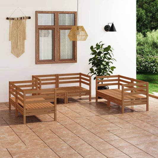 Set Salotto da Giardino 6pz Marrone Ambra Legno Massello Pino