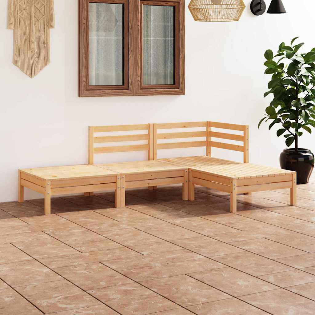Set Divani da Giardino 4 pz in Legno Massello di Pino