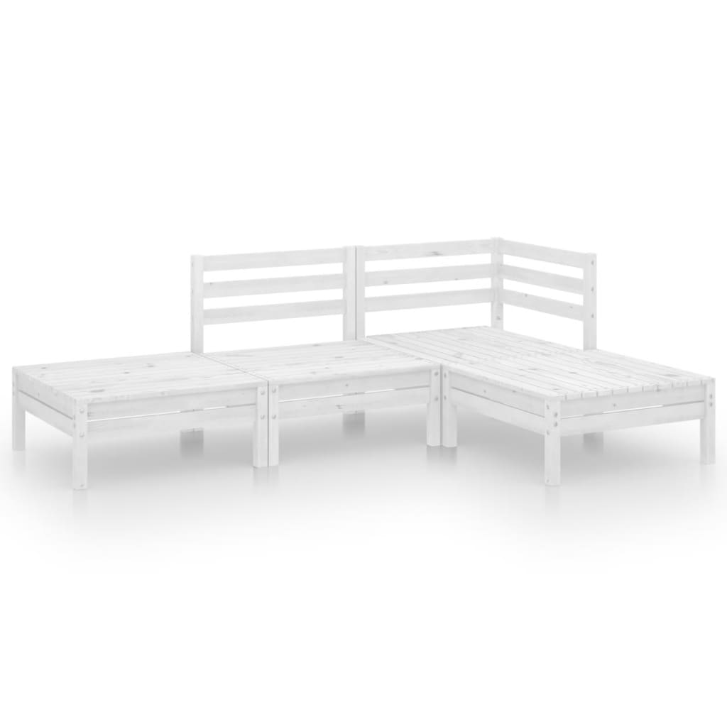 Set Divani da Giardino 4 pz Bianco in Legno Massello di Pino - homemem39
