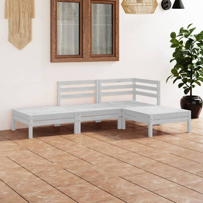 Set Divani da Giardino 4 pz Bianco in Legno Massello di Pino - homemem39