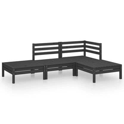 Set Divani da Giardino 4 pz Nero in Legno Massello di Pino - homemem39