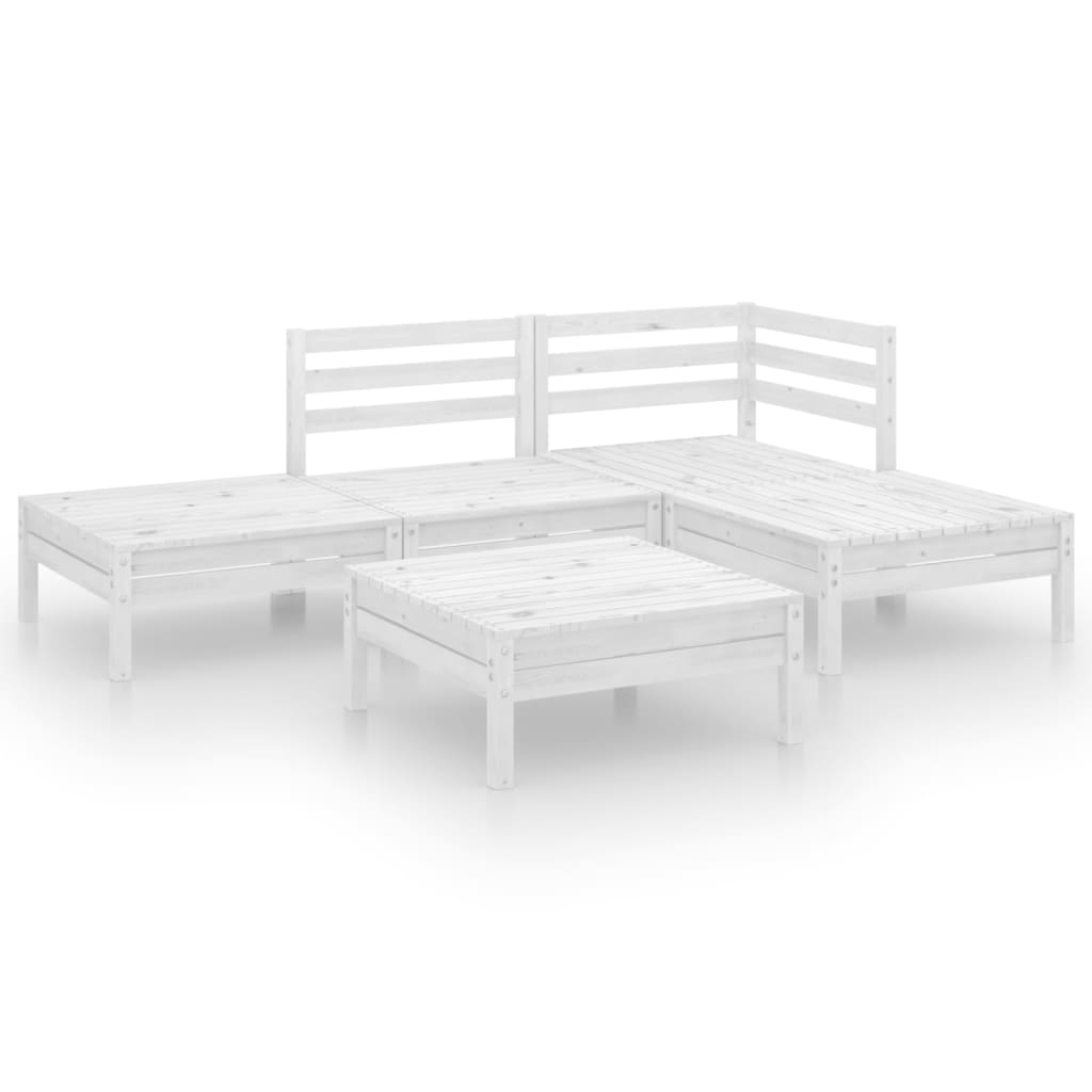 Set Divani da Giardino 5 pz in Legno Massello di Pino Bianco - homemem39