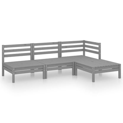 Set Divani da Giardino 4 pz in Legno Massello di Pino Grigio - homemem39