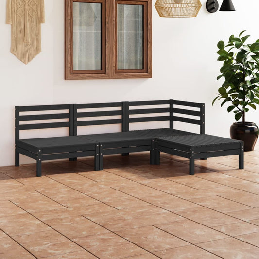 Set Salotto da Giardino 4 pz in Legno Massello di Pino Nero - homemem39