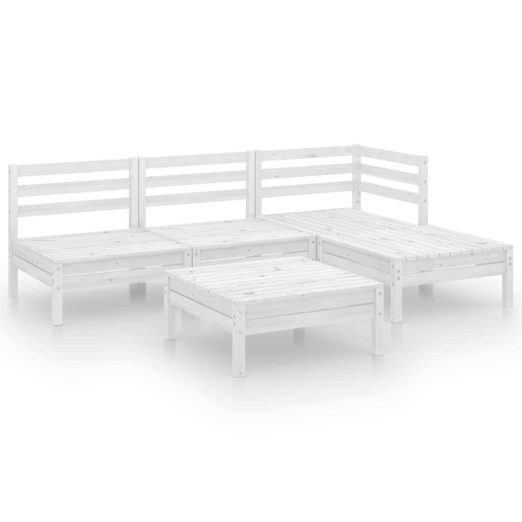 Set Salotto da Giardino 5 pz in Legno Massello di Pino Bianco | homemem39