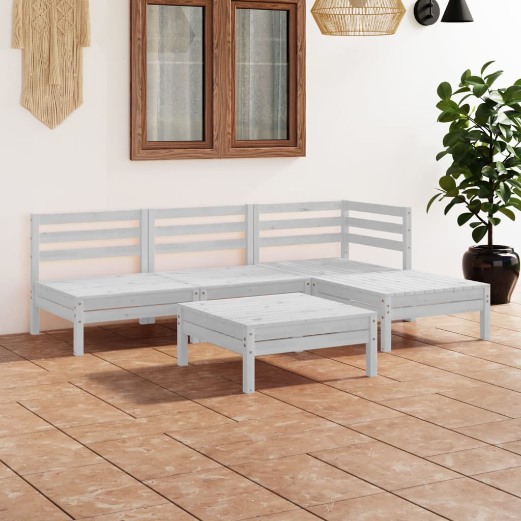 Set Salotto da Giardino 5 pz in Legno Massello di Pino Bianco - homemem39