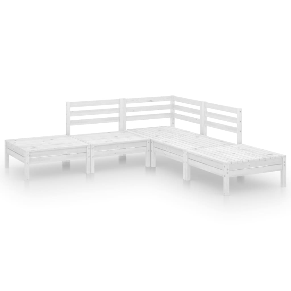Set Salotto da Giardino 5 pz in Legno Massello di Pino Bianco - homemem39