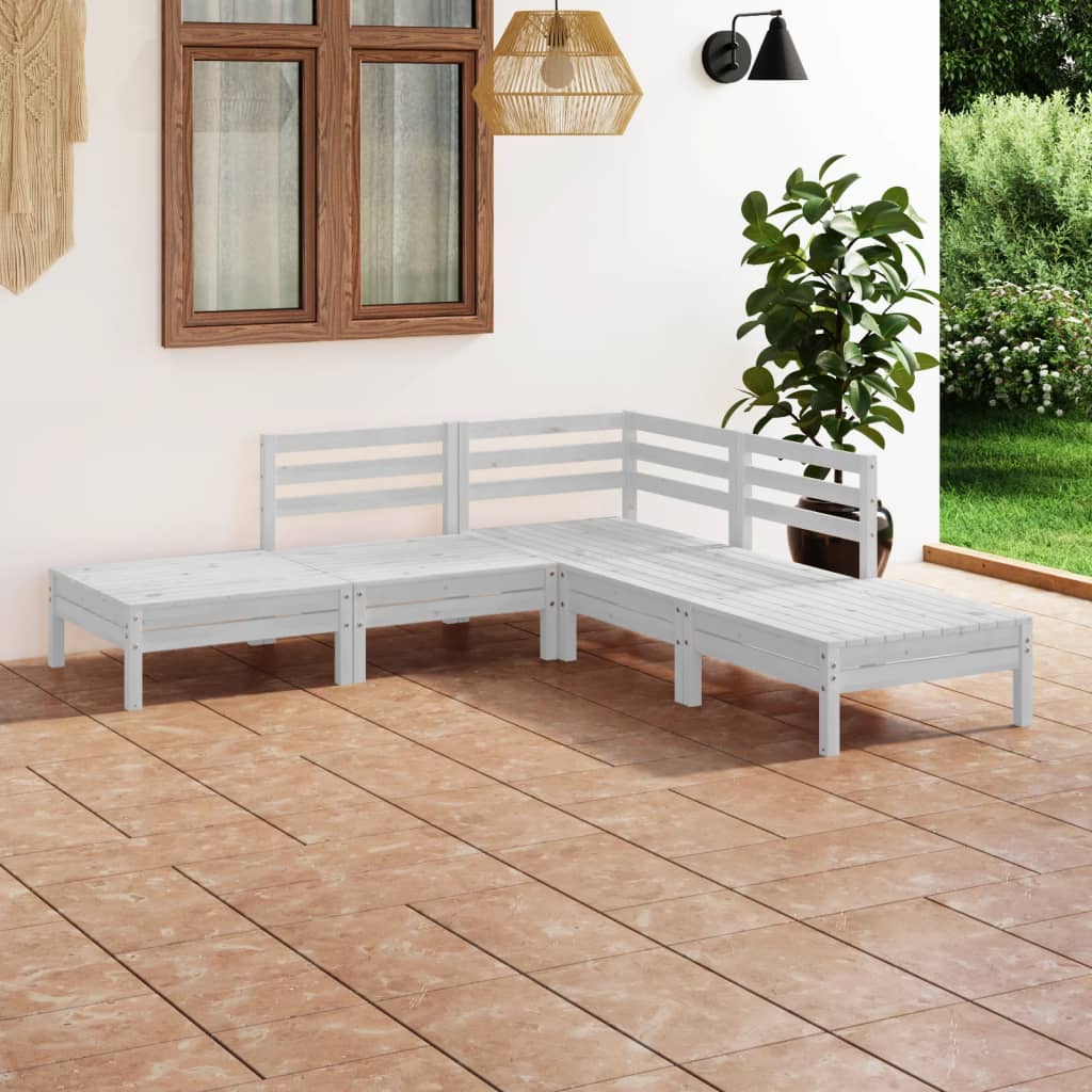 Set Salotto da Giardino 5 pz in Legno Massello di Pino Bianco - homemem39