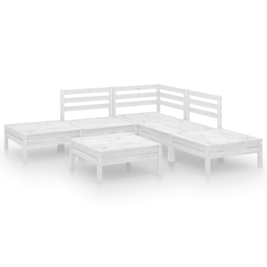 6 pc Garden Lounge Set in Solid White Pine Wood
